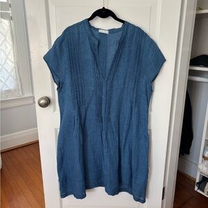 NWOT CP Shades Denim Blue Pintuck Short Linen Dress Size XL
